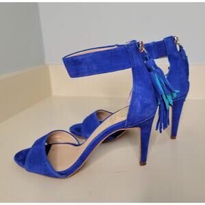 Vince Camuto Blue Suede High Heels with Tassel Back Zipper